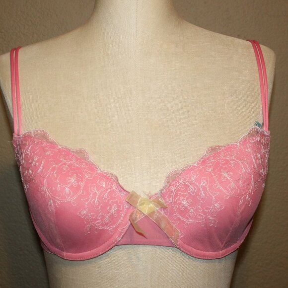 NWT DONNA L'OREN PINK LACE BRA UNDERWIRE - SIZE 34C - Picture 1 of 2